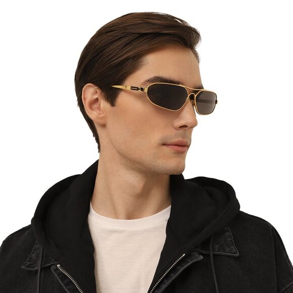 NEW BALENCIAGA BB0227S 001 MEN GOLD/ DARK GREY SUNGLASSES BALENCIAGA - Picture 3 of 12